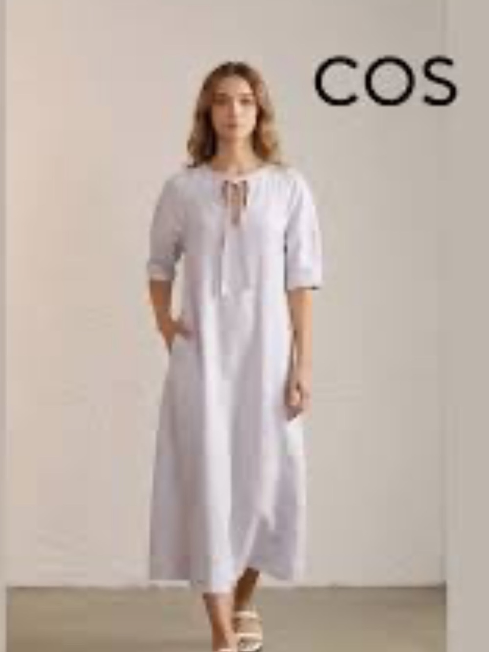 Nwt COS Light purple Blue Tie-Neck Midi Dress